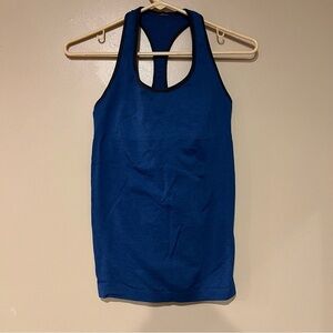 Lululemon Womens Ebb and Flow Racerback Tank Sz 8Heathered Rugged Blue Inkwell